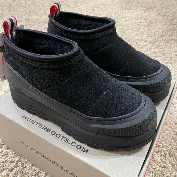 Hunter Women's Askern Waterproof Slip-On Booties Shoes Black, Size 8M (New) - Picture 1 of 16